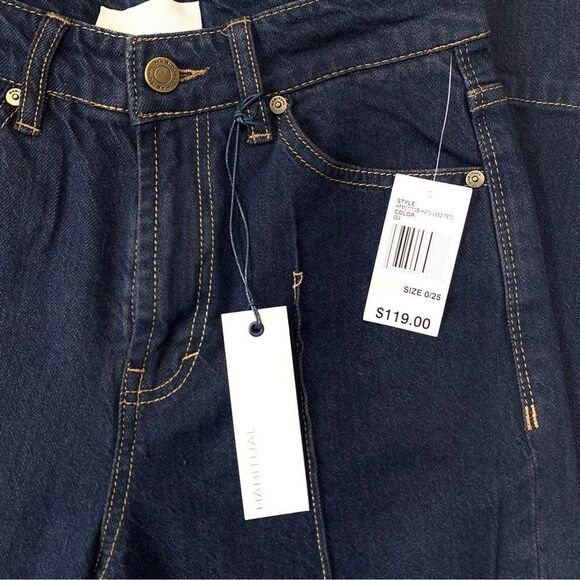 ⚡️SALE⚡️Habitual Pin-tuck Dark Wash Straight Leg Denim Jeans Size 0/25 TALL NWT - Picture 4 of 10